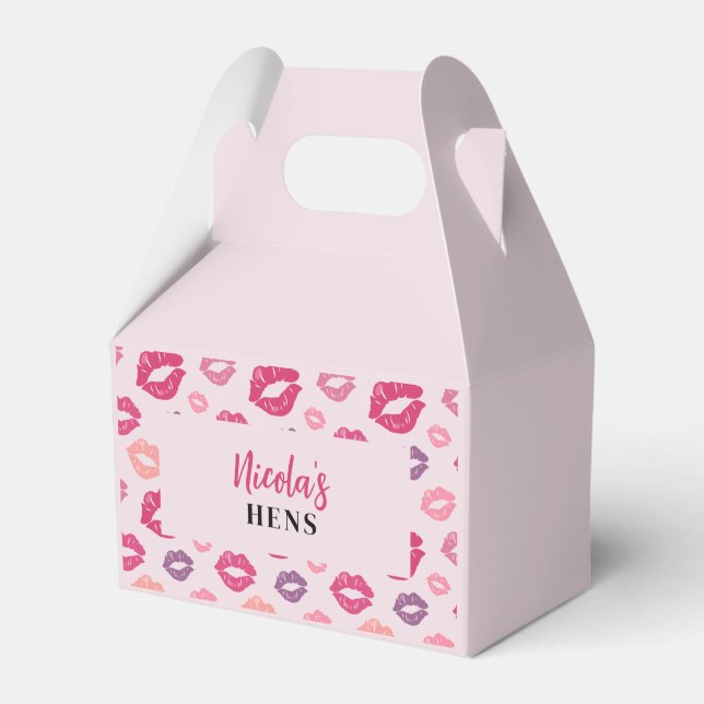 Rosa Lippen Küssen Miss Hens Gastgeschenk Box Geschenkschachtel (Vorderseite)