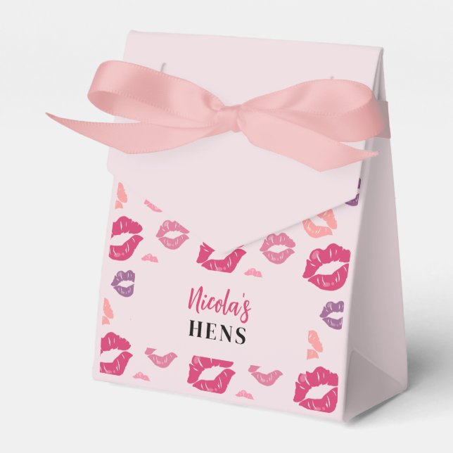 Rosa Lippen Küssen Sie die Miss Hens Gastgeschenk  Geschenkschachtel (Vorderseite)