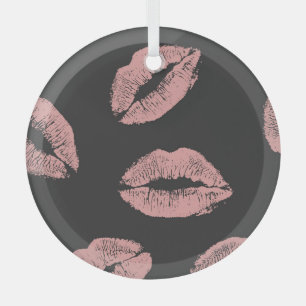 Rosa Lippen küssen, Valentins Tagesmuster. Ornament Aus Glas