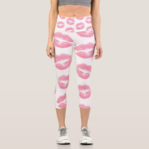 Rosa Lippen, Lippenmuster, rosa Lippenstift, Kuss Capri Leggings