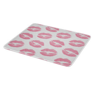 Rosa Lippen, Lippenmuster, rosa Lippenstift, Kuss Schneidebrett