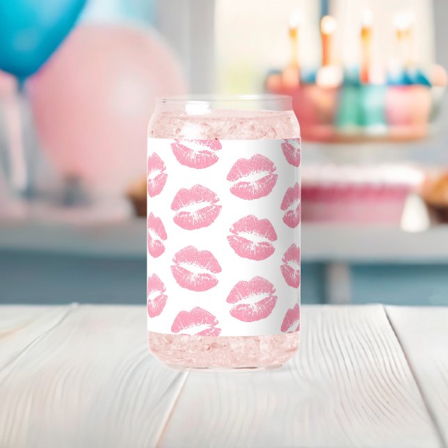 Rosa Lippen, Lippenmuster, rosa Lipstick, Kuss Dosenglas (Insitu (Baby Party))