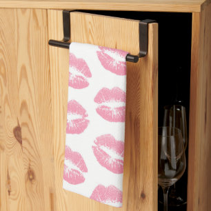 Rosa Lippen, Lippenmuster, rosa Lipstick, Kuss Geschirrtuch