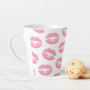 Rosa Lippen, Lippenmuster, rosa Lipstick, Kuss Milchtasse