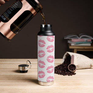 Rosa Lippen, Lippenmuster, rosa Lipstick, Kuss Trinkflasche