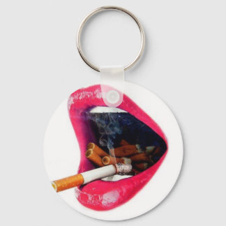 Rosa Lippen mit einer Zigarette Schlüsselanhänger
