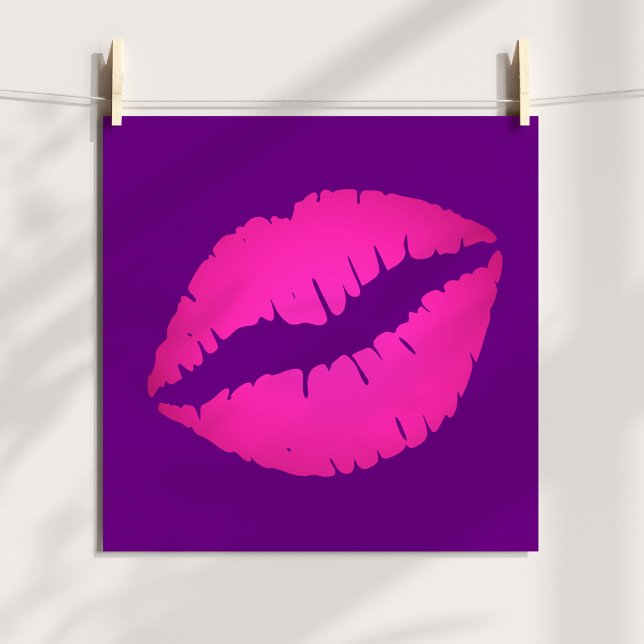Rosa Lippen Poster (Pink Lips on Purple Poster)