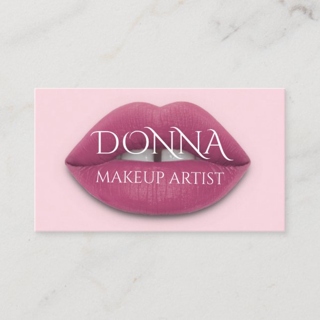 Rosa Lippen QR-Code-Logo Makeup Lipstick-Glanz Visitenkarte (Vorderseite)