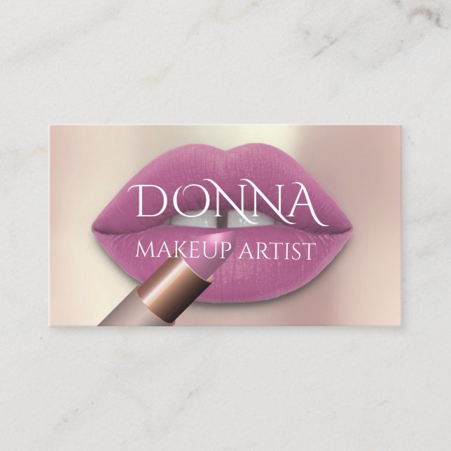 Rosa Lippen QR-Logo Makeup Lipstick-Glanz Visitenkarte (Vorderseite)