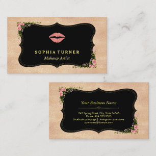 Rosa Lippen Rose Gold Glitzer Wilde Blume Monogram Visitenkarte