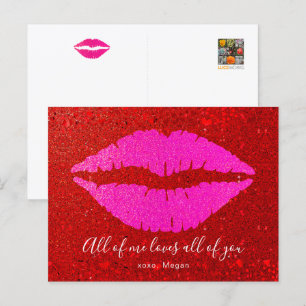 Rosa Lippen roter Glitter Valentinstag All of Me L Feiertagspostkarte
