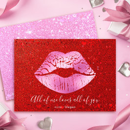 Rosa Lippen Roter Glitzer Alle Lieben Valentine Feiertagskarte
