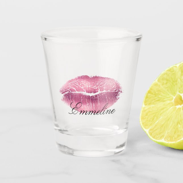 Rosa Lippen Schnapsglas (Vorderseite)
