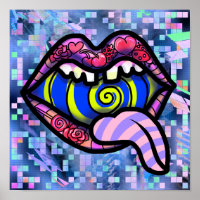 Rosa Lippen Schrei Mund Spiral Pop Printmedien