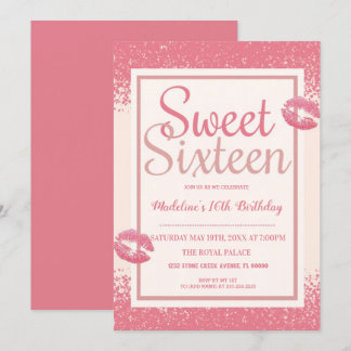 Rosa Lippen Sweet 16 Einladung