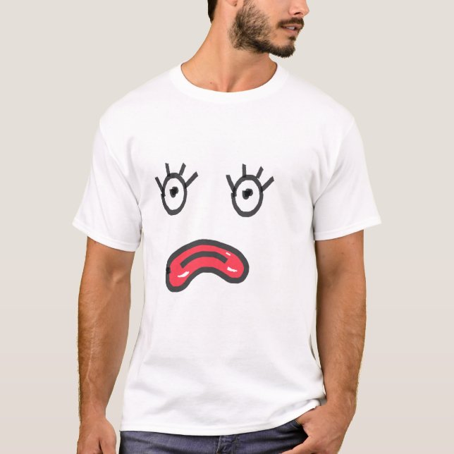 Rosa Lippen, trostloses Gesicht T-Shirt (Vorderseite)