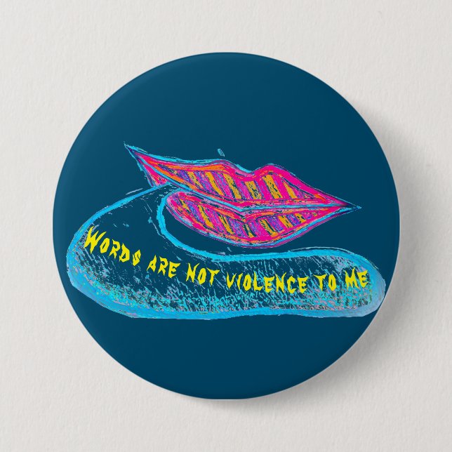 Rosa Lippen und ein Wort Baloon oder Zunge Button (Vorderseite)