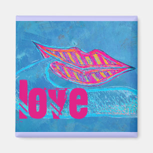 Rosa Lippen und ein Wort Baloon oder Zunge Magnet