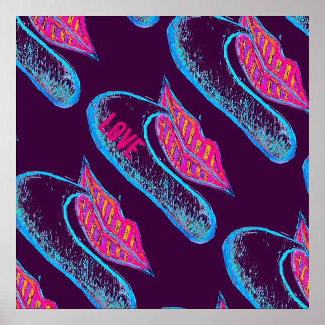 Rosa Lippen und ein Wort Baloon oder Zunge Poster (Vorne)