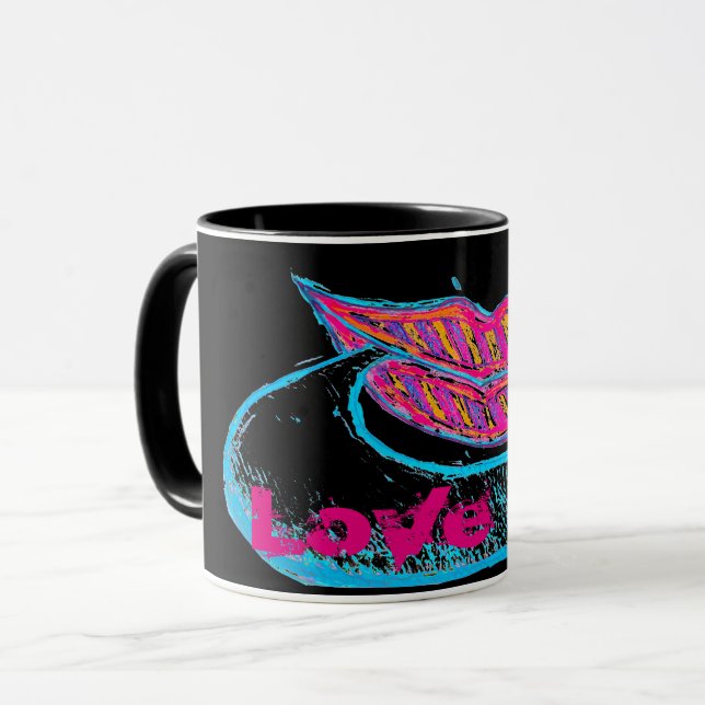 Rosa Lippen und ein Wort Baloon oder Zunge Tasse (Vorderseite Links)