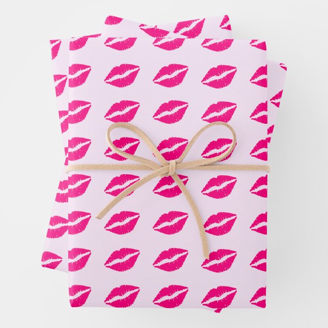 Rosa Lippenabdruck-Geschenkpapier Geschenkpapier Set (Beispiel)