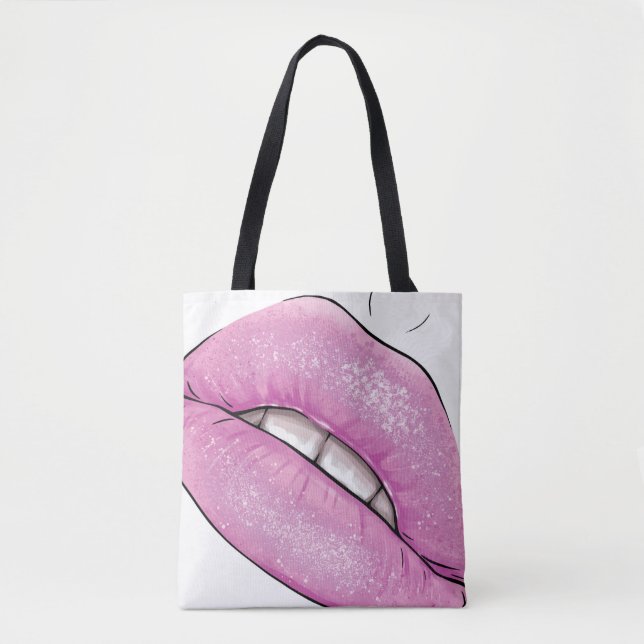 Rosa Lippenfarbe Gloss mit Zähnen (Vorderseite)