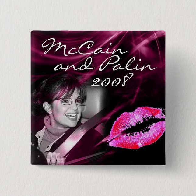 Rosa Lippenknopf Sarahs Palin Button (Vorderseite)