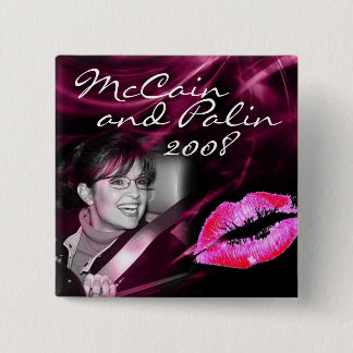 Rosa Lippenknopf Sarahs Palin Button