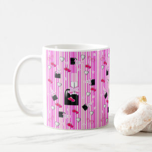 Rosa Lippenstift Herzen Streifen Tasse