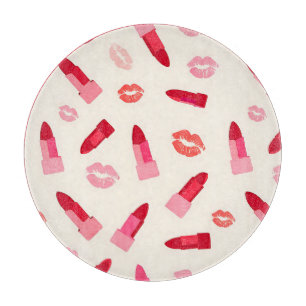 Rosa Lippenstift-Kuss-Muster Schneidebrett