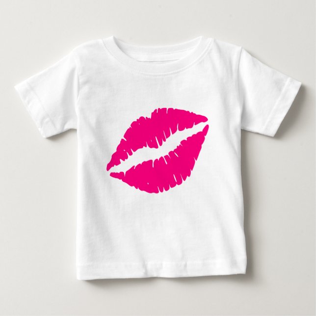 Rosa Lippenstift Kuss Pop Art Baby T-shirt (Vorderseite)
