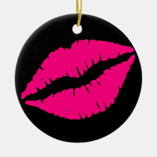 Rosa Lippenstift Kuss Pop Art Keramikornament