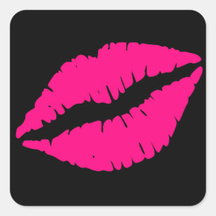 Rosa Lippenstift Kuss Pop Art Quadratischer Aufkleber