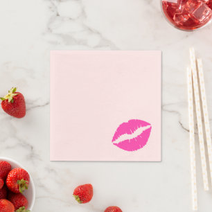 Rosa Lippenstift-Kussdruck Serviette