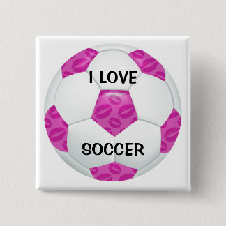 Rosa Lippenstift küsst rosa Fußball Button