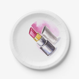 Rosa Lipstick Pappteller