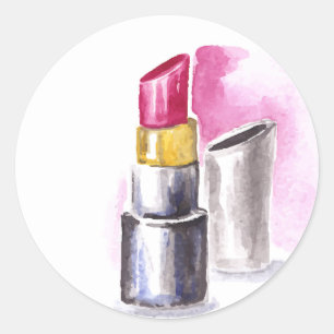 Rosa Lipstick Runder Aufkleber