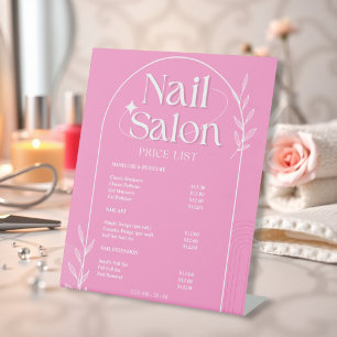 Rosa Liste der Dienstleistungen Trendy Nail Salon Sockelschild