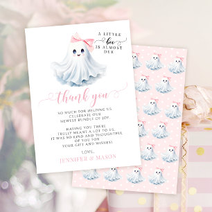 Rosa Little Boo Baby Mädchen Shower Dankeskarten Dankeskarte