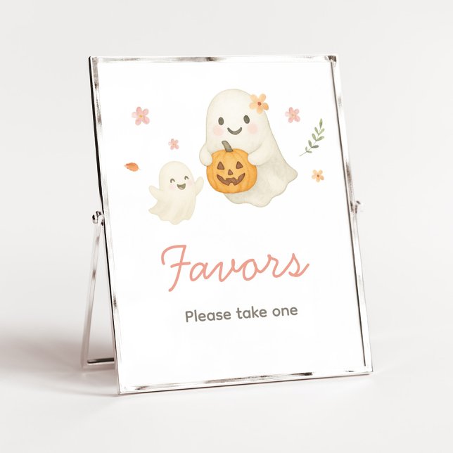 Rosa Little Boo Halloween Geschenkanhänger Schild (Pink Halloween Little Boo Baby Shower Favors Sign)