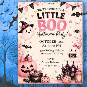 Rosa Little Boo Kinder Halloween-Party Einladung
