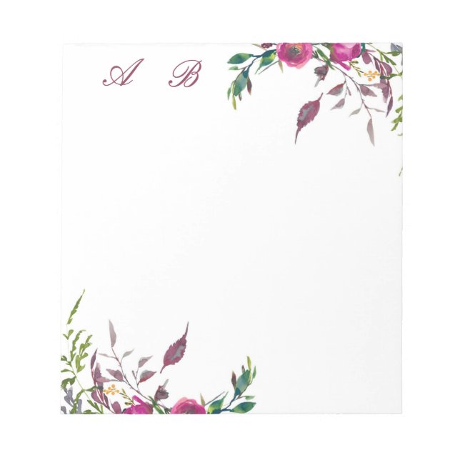 Rosa lockere Aquarellblüte Notizblock (Vorderseite)