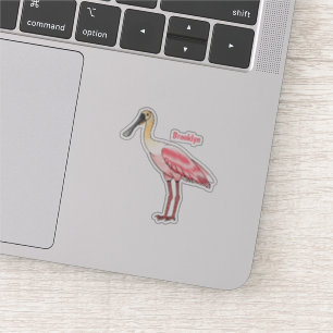 Rosa Löffler Cartoon-Illustration Aufkleber