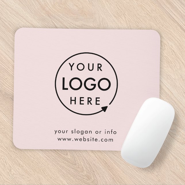 Rosa Logo | Business Corporate Modernes Minimalist Mousepad (Feminine pink company branded mousepads for business employees, giveaways & promotional swag.)