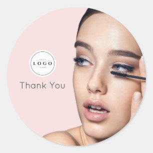 Rosa Logo Foto Make-up Danke Runder Aufkleber