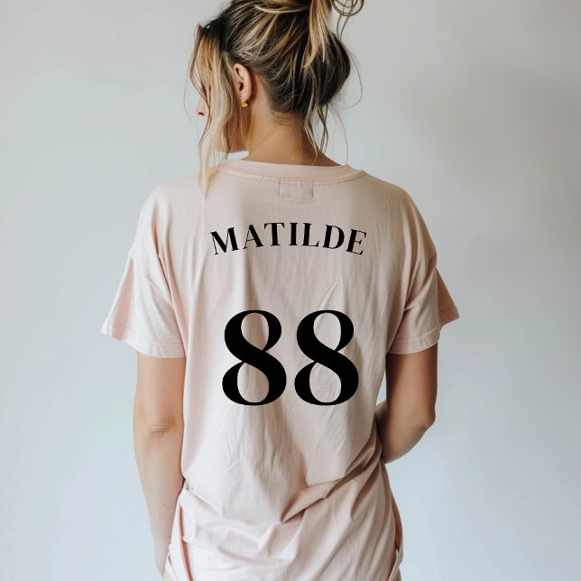 Rosa Logo Name Number Simple Modern Sport T-Shirt (Von Creator hochgeladen)