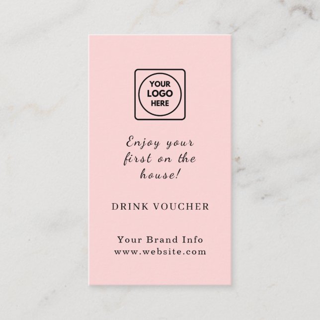 Rosa Logo | Party Drink Voucher für Unternehmen Visitenkarte (Vorderseite)