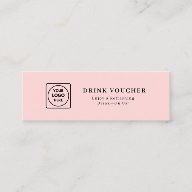 Rosa Logo | Party Drink Voucher Mini Visitenkarte (Vorderseite)