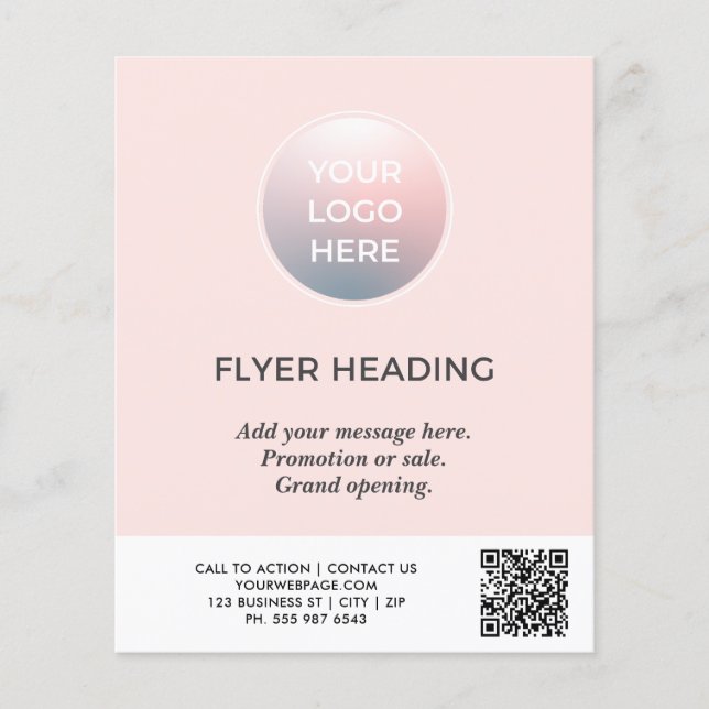 Rosa Logo QR Code Business Flyer (Vorne)