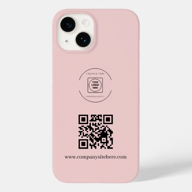 Rosa Logo QR Code Business iPhone Hülle (Rückseite)